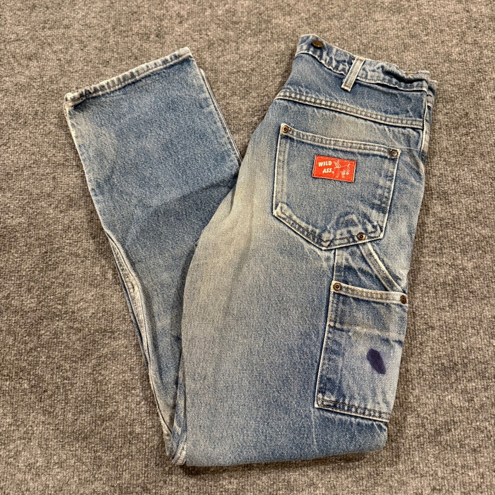 Vtg Wild Ass Double Knee Carpenter Blue Jeans 200DBL Made in USA 32x34 READ